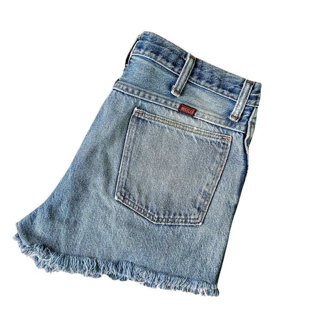 Vintage-style Rustler Rigid Denim High Waisted Distressed Jean Shorts